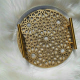 Islamic Pattern Wooden Sweets Tray With Acrylic Top - Gold/Silver - The Linen House