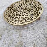 Islamic Pattern Wooden Sweets Tray With Acrylic Top - Gold/Silver - The Linen House