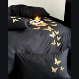Golden Butterfly Embroidered Bedding Set - The Linen House