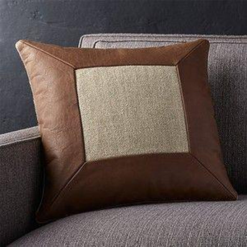 Leather-Worked Cushion Cover Cube Design
