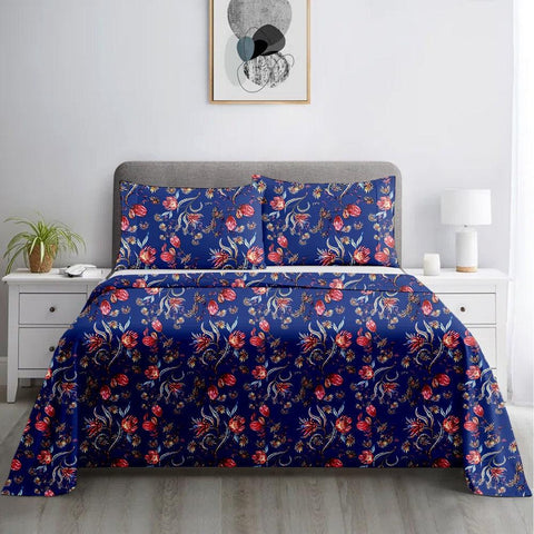 Blue Printed Bedding (satin) - The Linen House