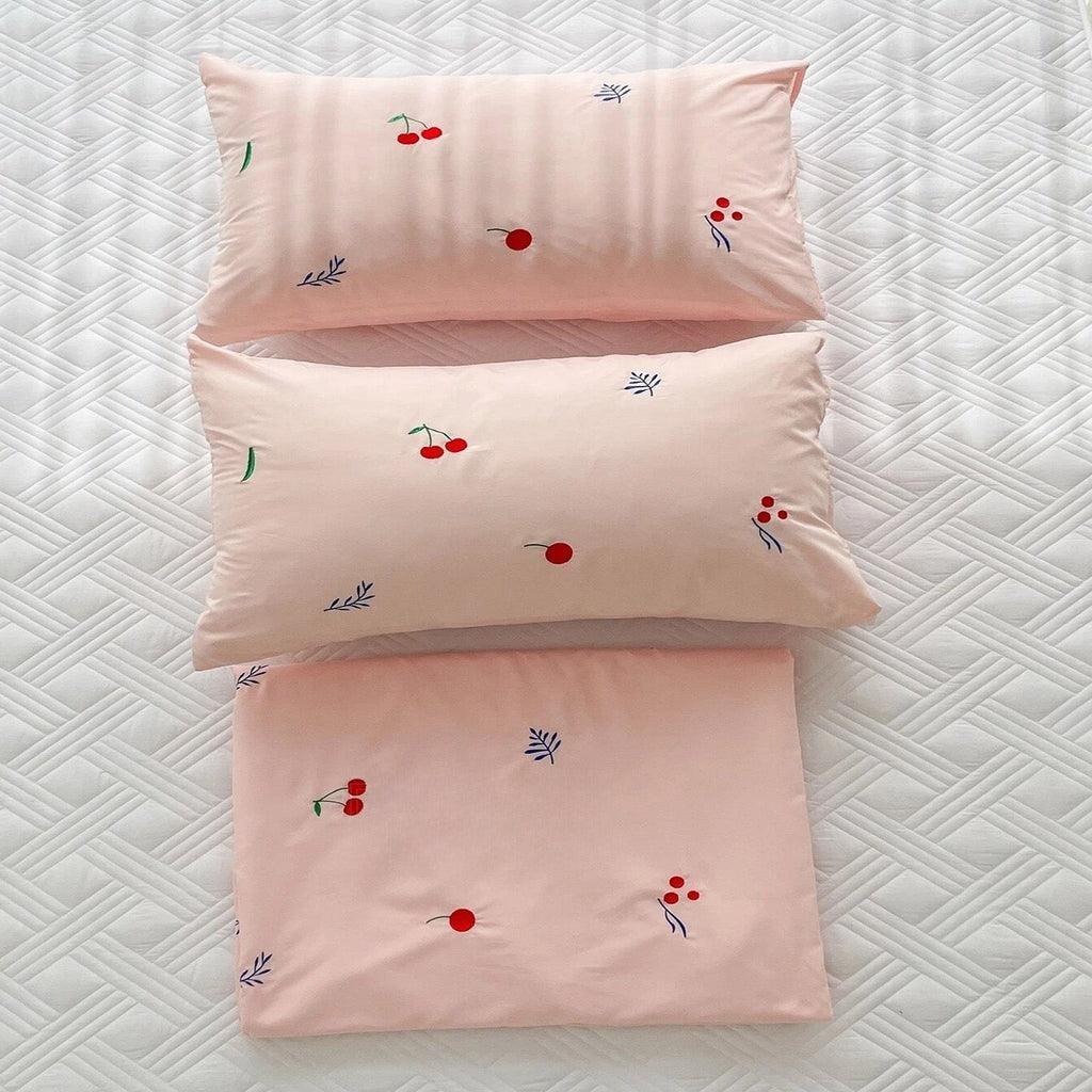 Cherry Embroidery Duvet Cover Set - The Linen House