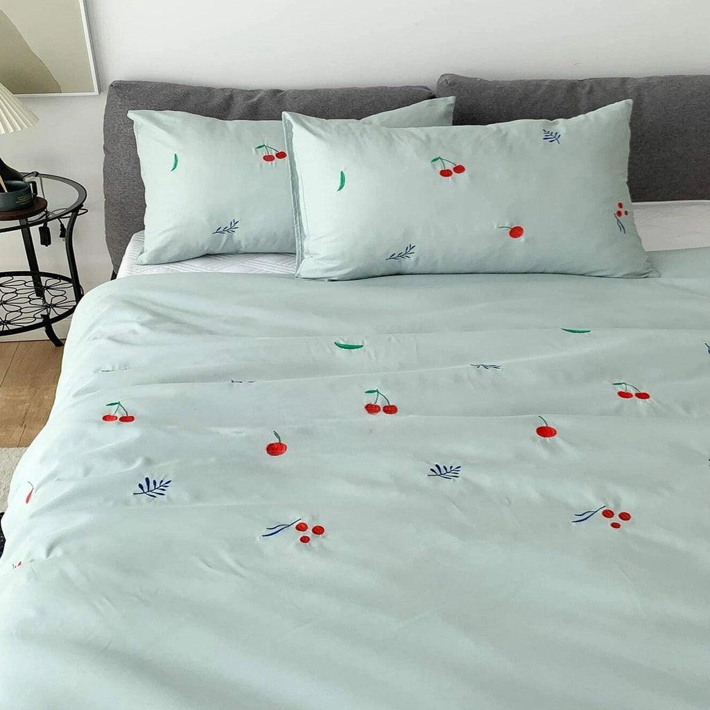 Cherry Embroidery Duvet Cover Set - The Linen House