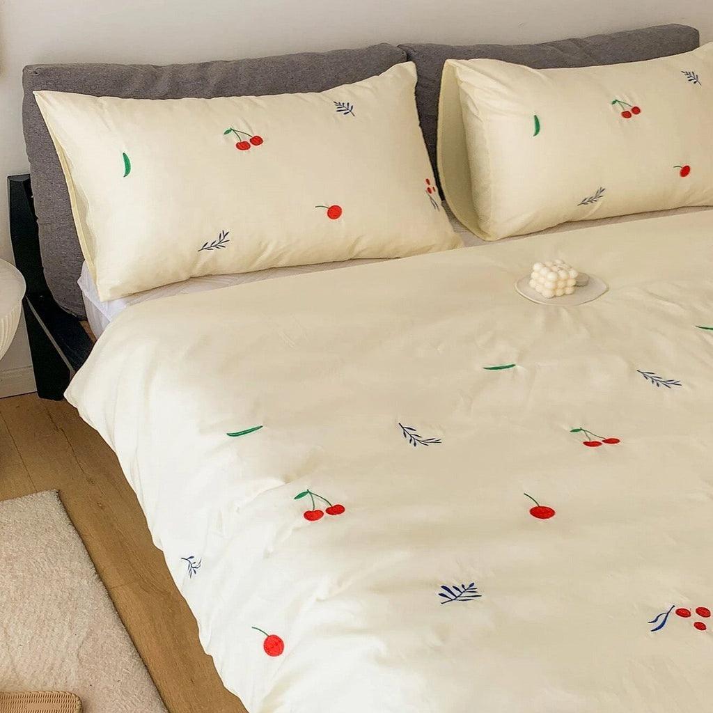 Cherry Embroidery Duvet Cover Set - The Linen House