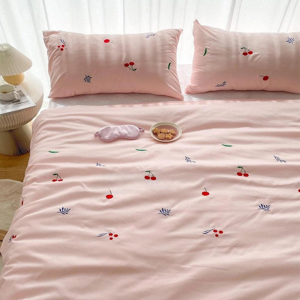 Cherry Embroidery Duvet Cover Set - The Linen House