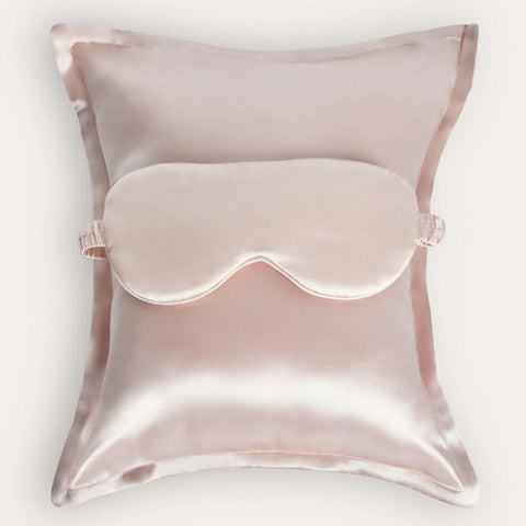 Blush Pink Silk Sleep Set – Pillowcase & Eye Mask