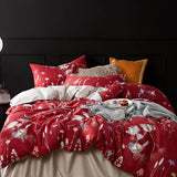 Mixini Red Floral & Birds Printed Bedding Duvet Set – Bold & Timeless Design