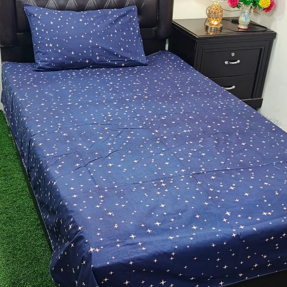 Night Sky Themed Blue Bedsheet