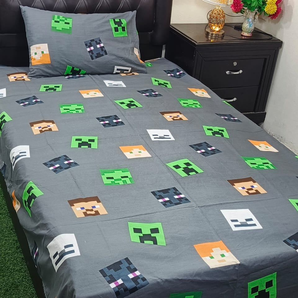 Minecraft Themed Kids  Bed Sheet.