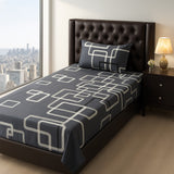 Grey White Geometric Square Kids Bed Sheet