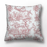 Red and White Classic Toile Decorative Cushion