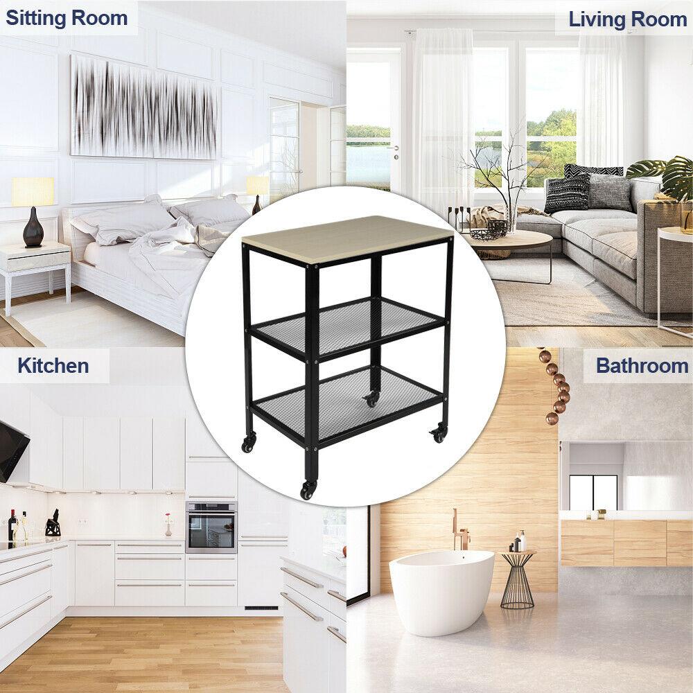 Multi Purpose 3 Tier Rolling Kitchen Cart Baker Rack - The Linen House