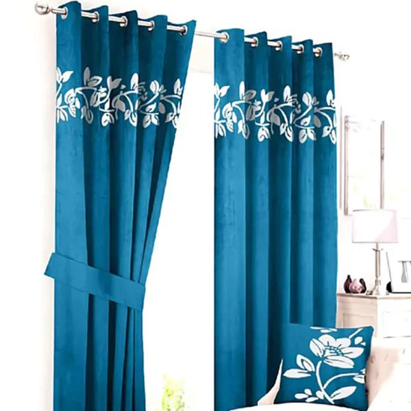 Luxury Velvet Floral Curtains – Lasercut Detailing for a Regal Look