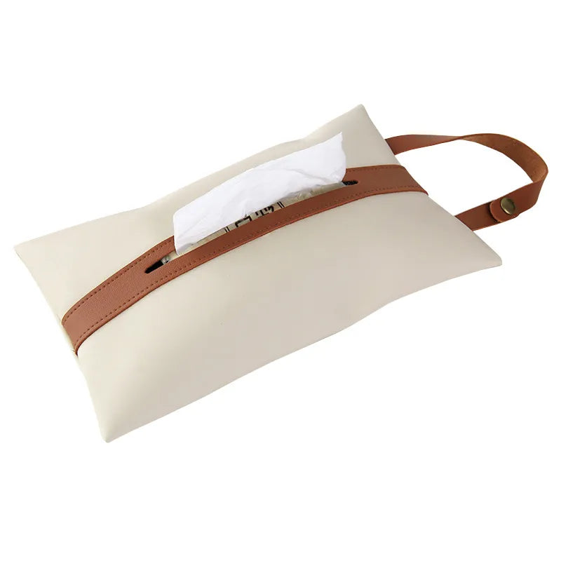 Car Mounted Leather Tissue Bag - The Linen House