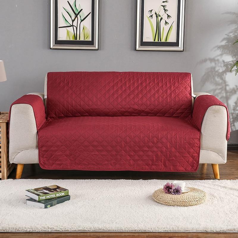 Quilted Sofa Cover ( Red ) - The Linen House