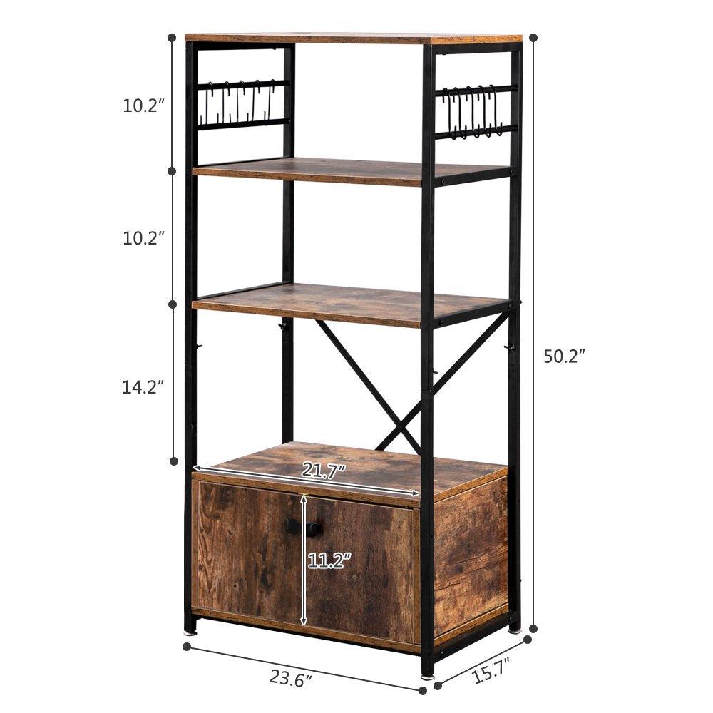 Multifunction 4-Layer MDF With Cabinets Industrial Style Wrought Iron Kitchen Rack - The Linen House
