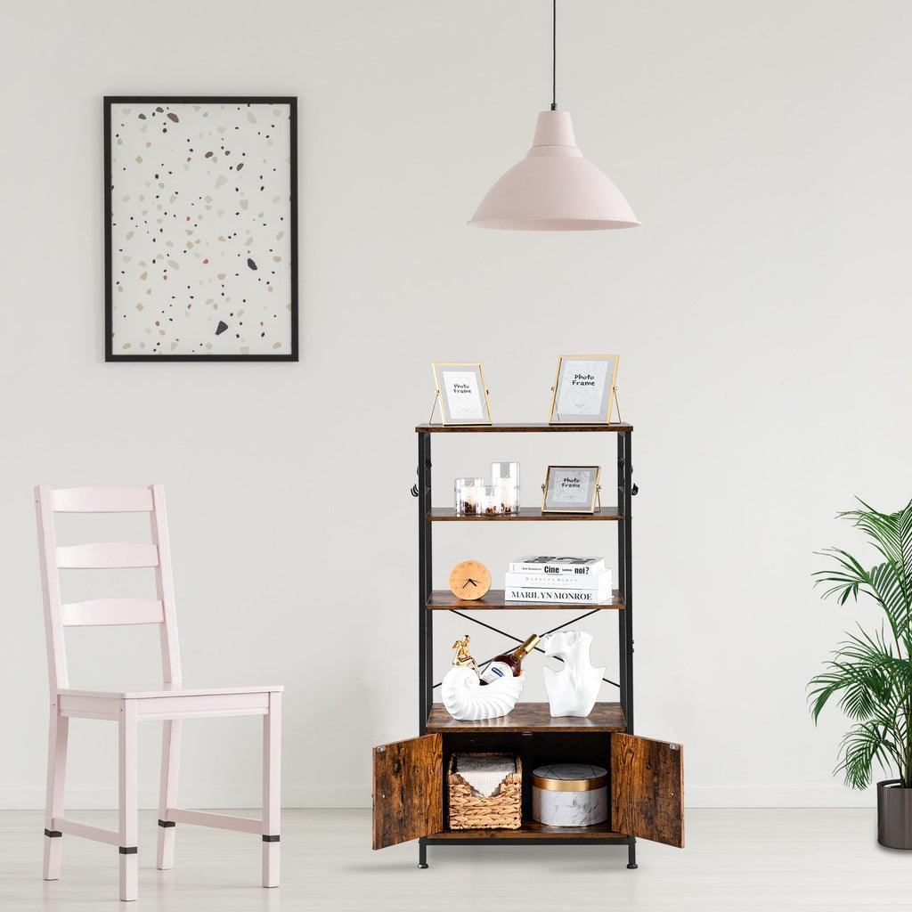 Multifunction 4-Layer MDF With Cabinets Industrial Style Wrought Iron Kitchen Rack - The Linen House