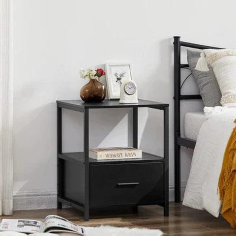 Modern Metal Bed Frame with 2 Side Tables – Elegant Bedroom Furniture Set
