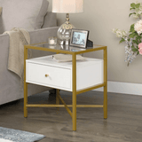 End Table with White and Gold Finish - The Linen House
