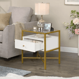 End Table with White and Gold Finish - The Linen House