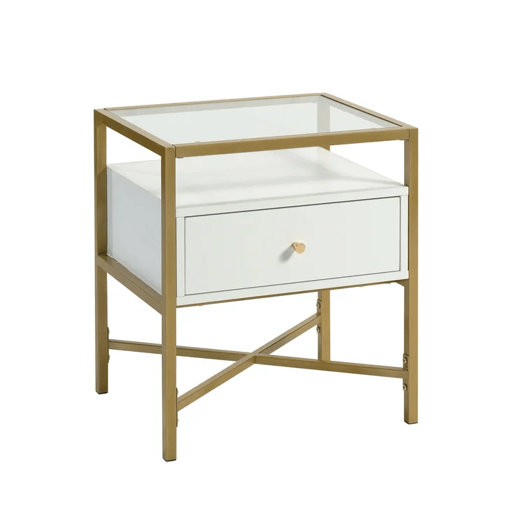 End Table with White and Gold Finish - The Linen House