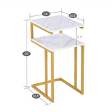 C-Type Side Table Double-Layer Gold Marble MDF - The Linen House