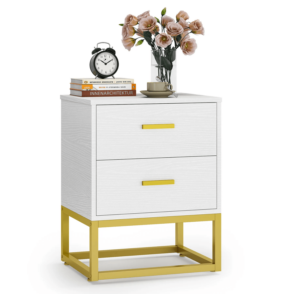 Modern Sofa Side Table With 2 Drawers - The Linen House