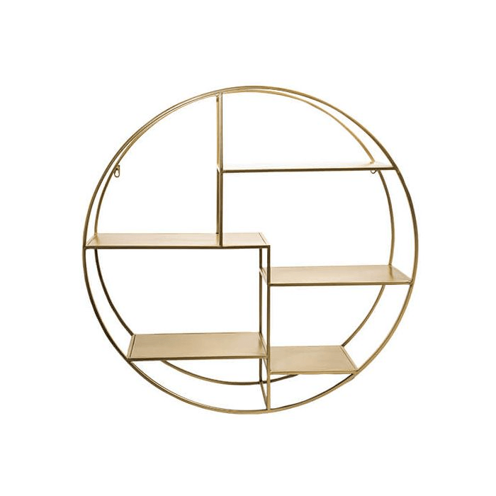 Extra Large Round Wall Shelf Unit in Gold - The Linen House