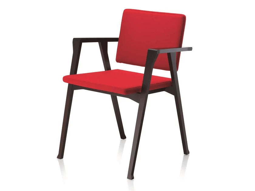 Red Upholstered Iron Arm Chair - The Linen House