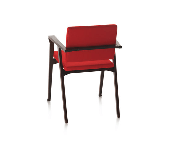 Red Upholstered Iron Arm Chair - The Linen House