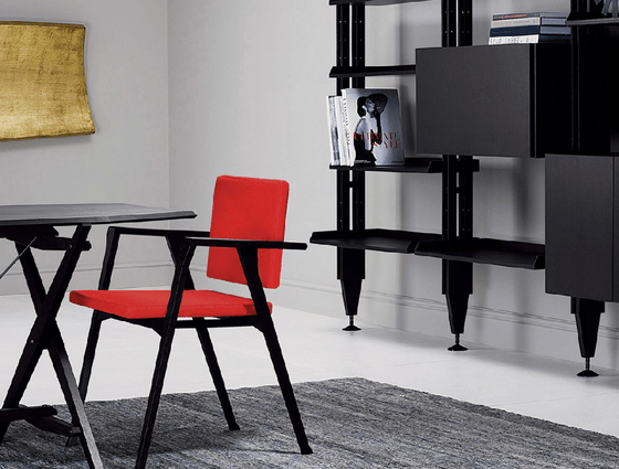 Red Upholstered Iron Arm Chair - The Linen House