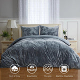 Plain Velvet Duvet Set Grey - The Linen House