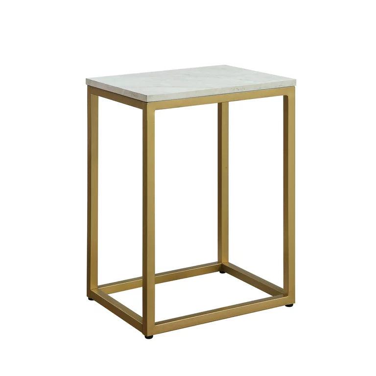 End Table, White Top with Gold Frame - The Linen House