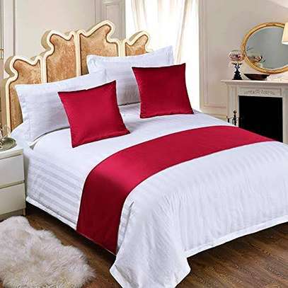 Luxury White Bedding Set with Red Accents