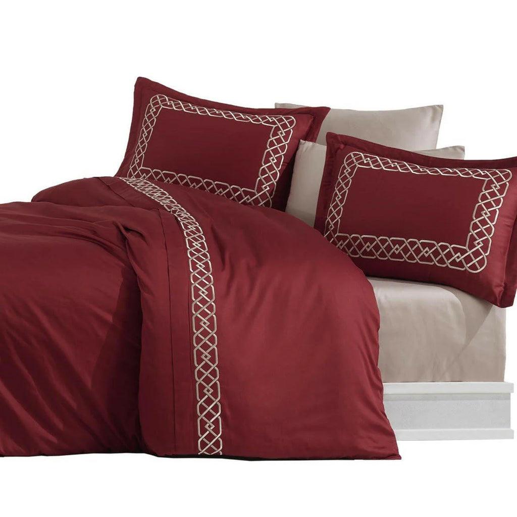 Cotton Satin Embroidery Duvet Set - The Linen House