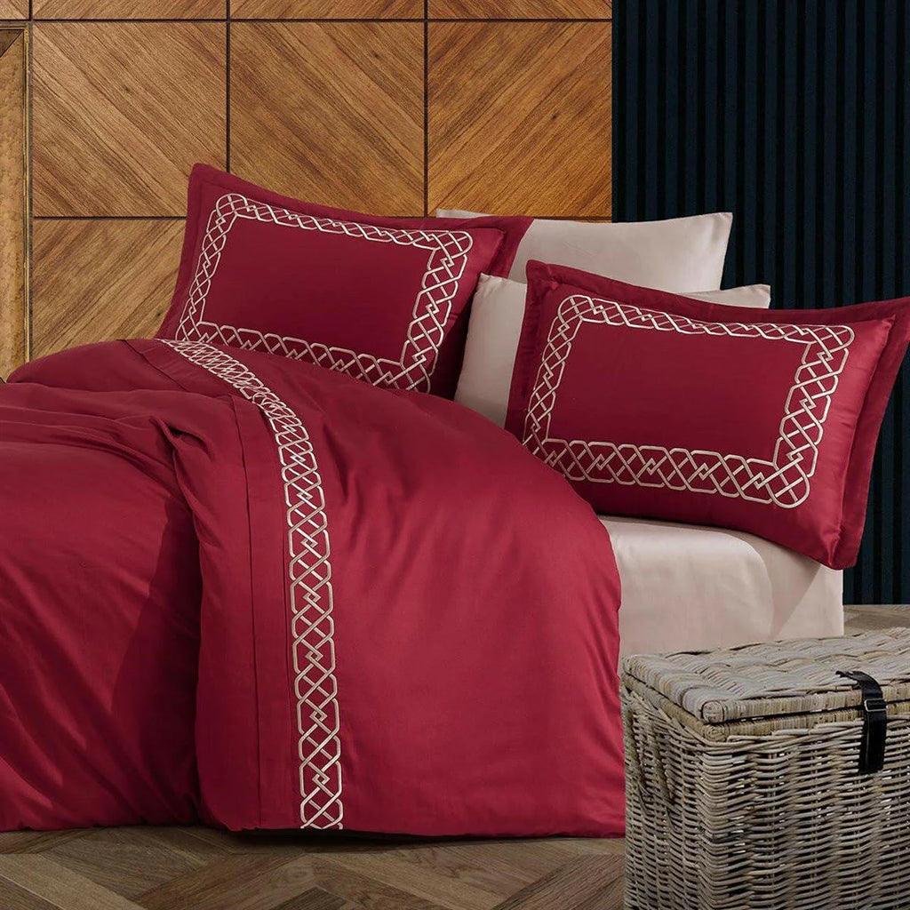 Cotton Satin Embroidery Duvet Set - The Linen House