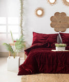 Plain Velvet Duvet Set Maroon - The Linen House