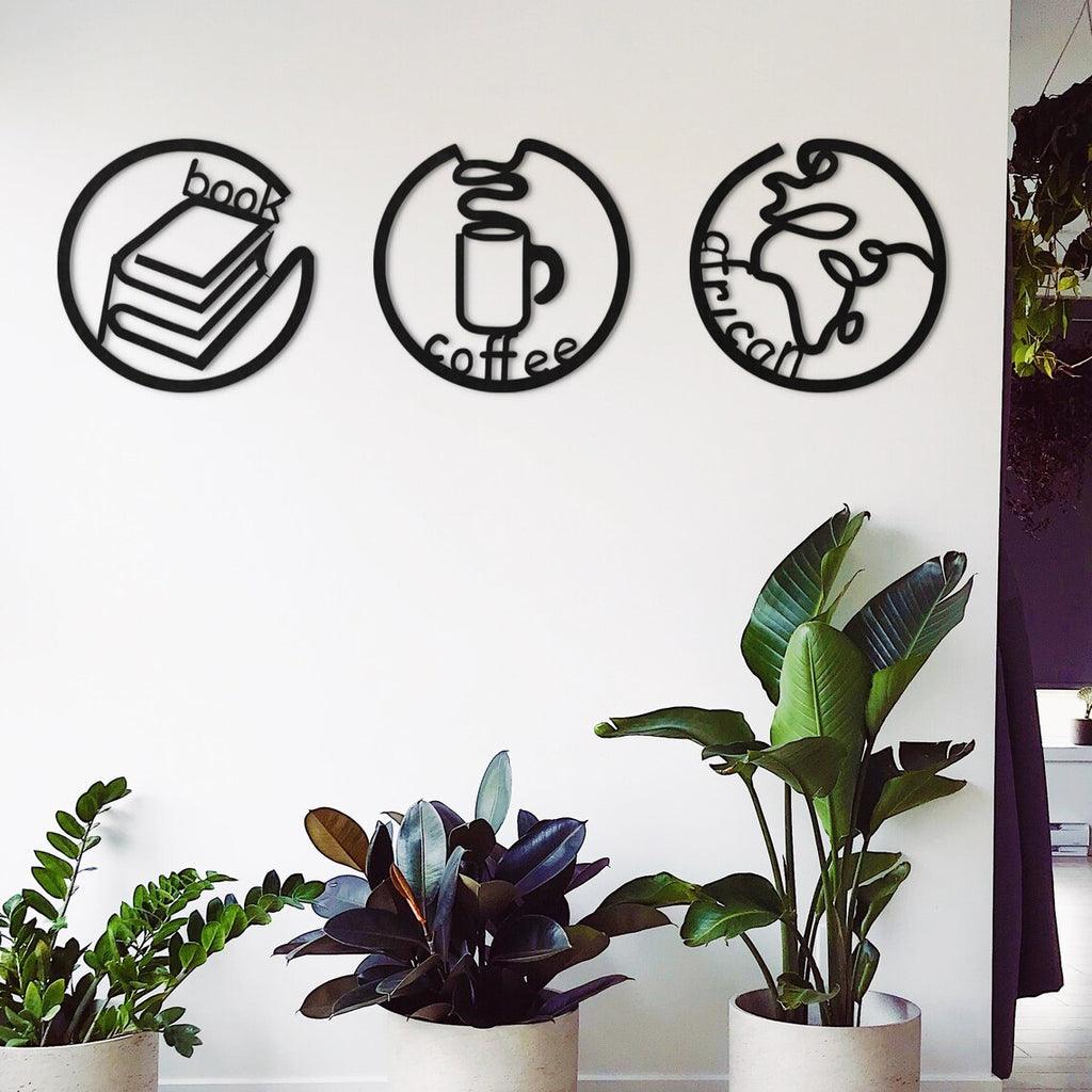Book and Coffee Metal Wall Decor - The Linen House
