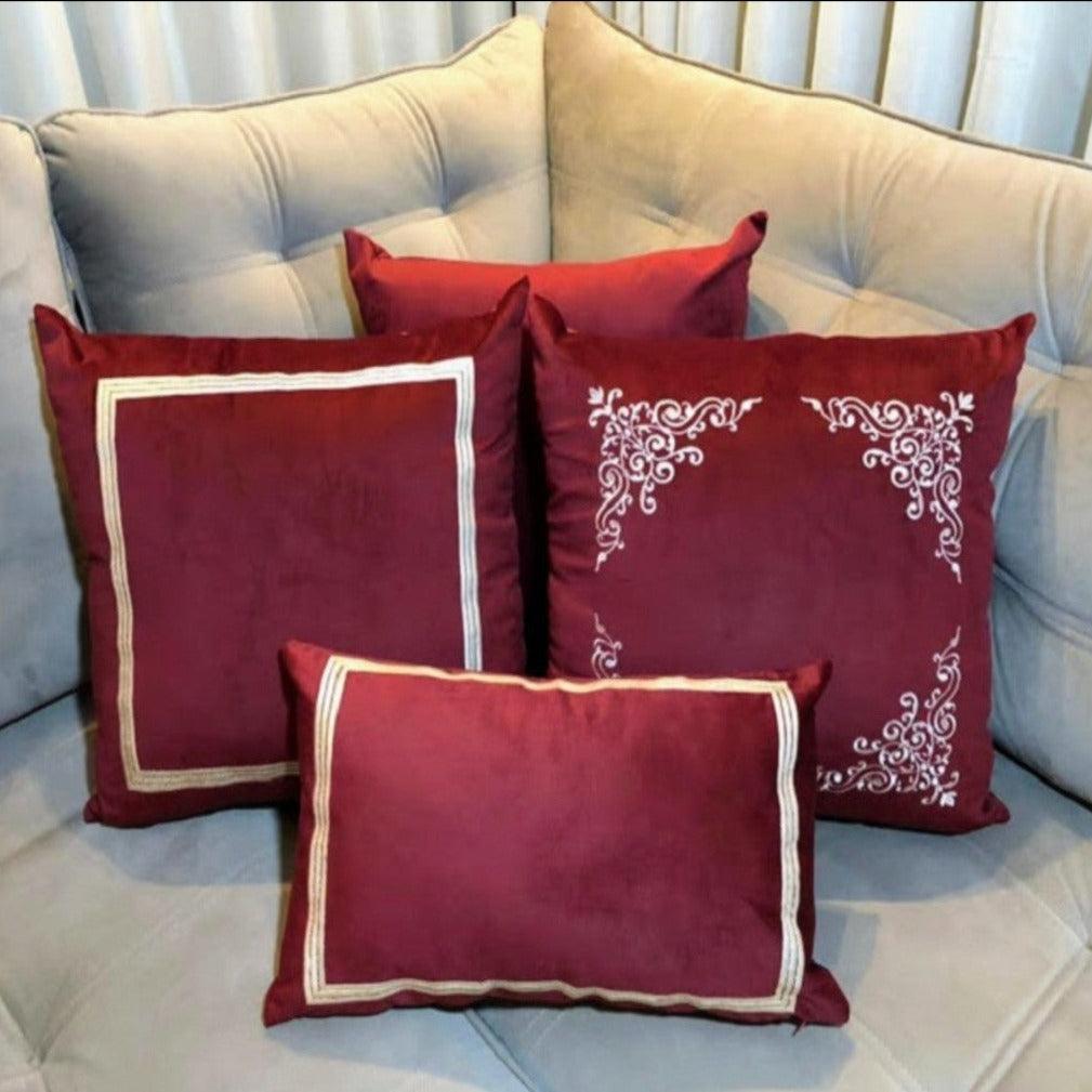 Velvet Embroidered Cushion Cover (pack of 4) - The Linen House