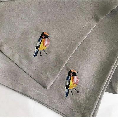 Embroidered Sparrow Table Mats (Pack Of 6) - The Linen House