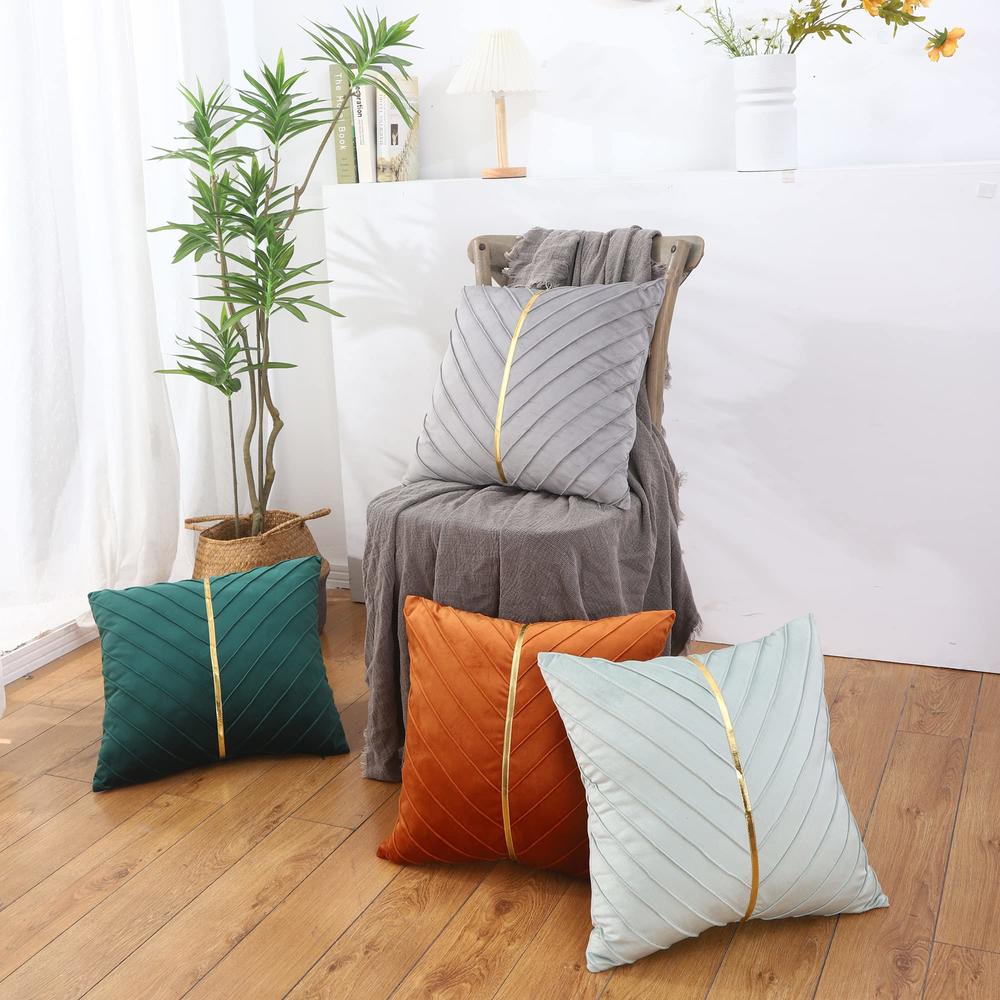 Pintuck Cushion Cover With Golden RIbbon - The Linen House