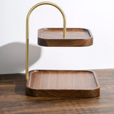 Wooden Square Double Layer Tray for Dessert Display - The Linen House