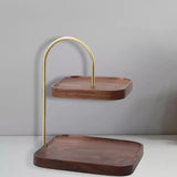 Wooden Square Double Layer Tray for Dessert Display - The Linen House