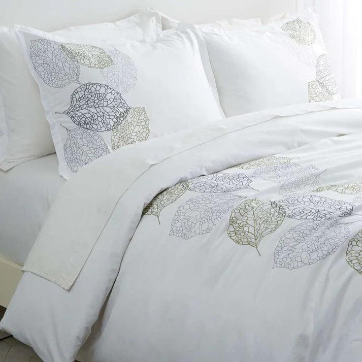 Turning Leaf Embroidery Duvet Set - The Linen House