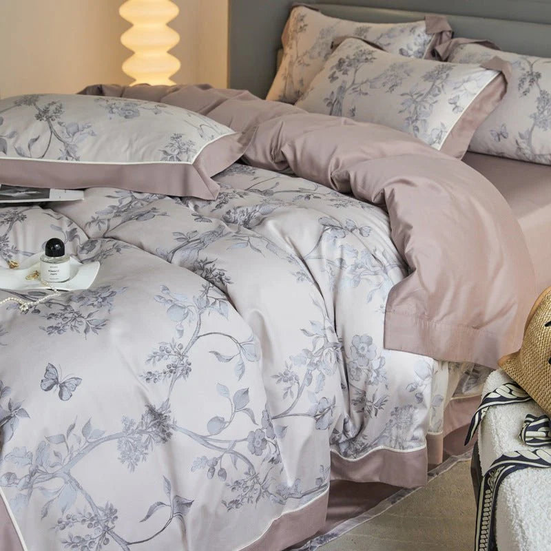 Luxury Digital Printing Flowers & Plants Duvet Set – Elegant Bedroom Statement