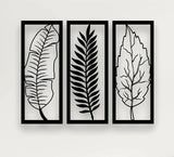 Metal Leaf Wall Art 3 Panels, Wall Decor (pack of 3) - The Linen House