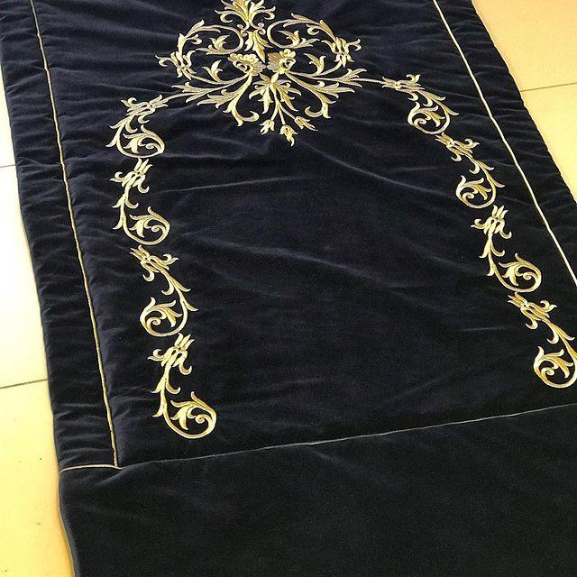 Embroidered Velvet Prayer Mat(Black) - The Linen House