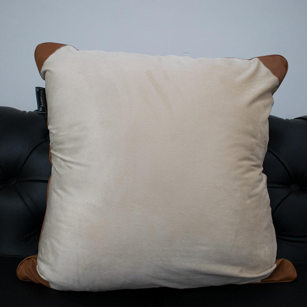 Contemporary Leather-Decorated Cushion