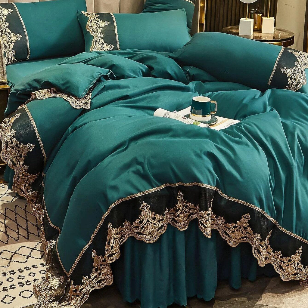 Luxury New Tale Duvet Set With Vintage Lace - The Linen House