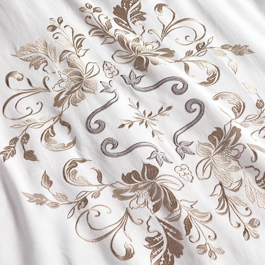 New Luxury Embroidered Duvet Set in Blush Gray - The Linen House